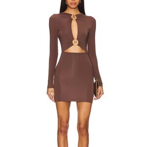 Elegant Brown Long Sleeve Dress